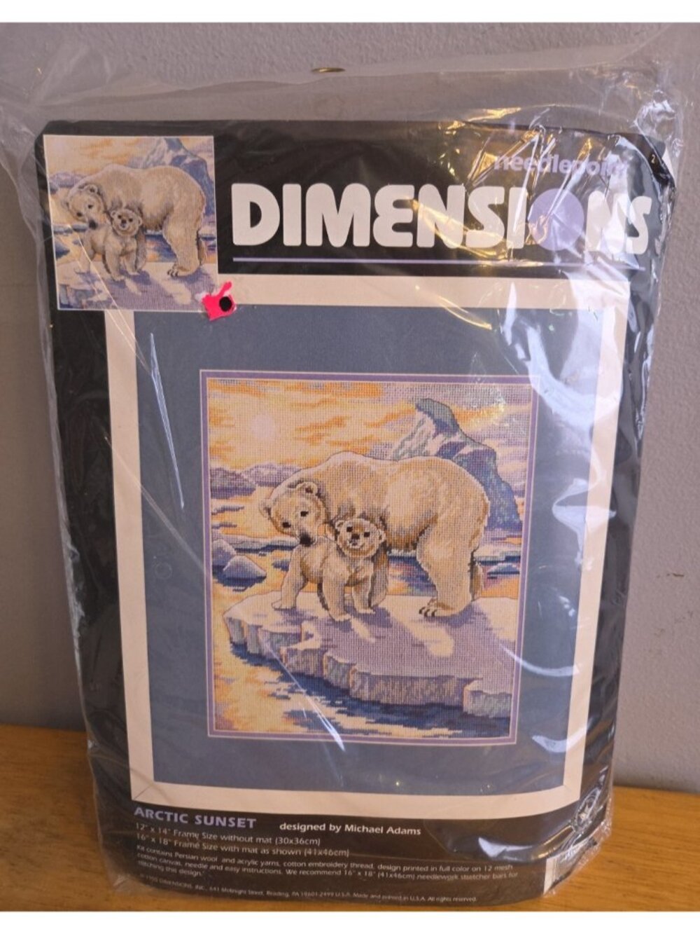 Vintage Dimensions Needlepoint Arctic Sunset NOS Polar Bears 1995 Made In USA
